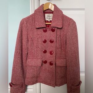 Women’s Wool Tweed Jacket Red & White Sz M